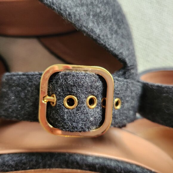 Sz41 Marni Dark Gray Felt Jeweled Ankle Strap Sandals - EUC (worn once) - Picture 13 of 16